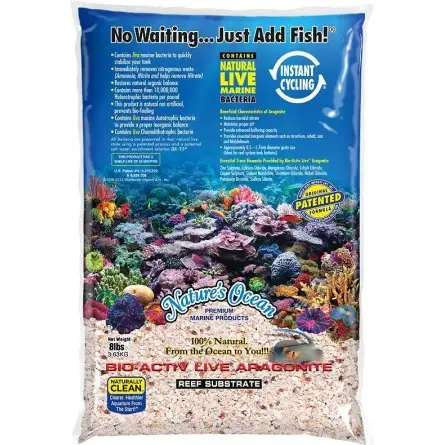 NATURE'S OCEAN - Aragonite Live Reef Substrate - 7.26kg - 2.0 - 4.0mm - Live Sand for Aquarium