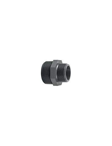 Manguito doble - en PVC con piezas roscadas tamaño 1" x 1"1/4 - 1