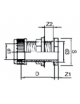 Pass-through with locking nuts diam. 25mm