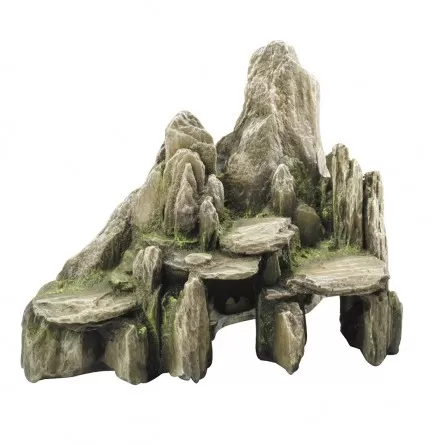 Aqua Della - Décoration pierre avec mousse vert - 25,5x15,5x20cm