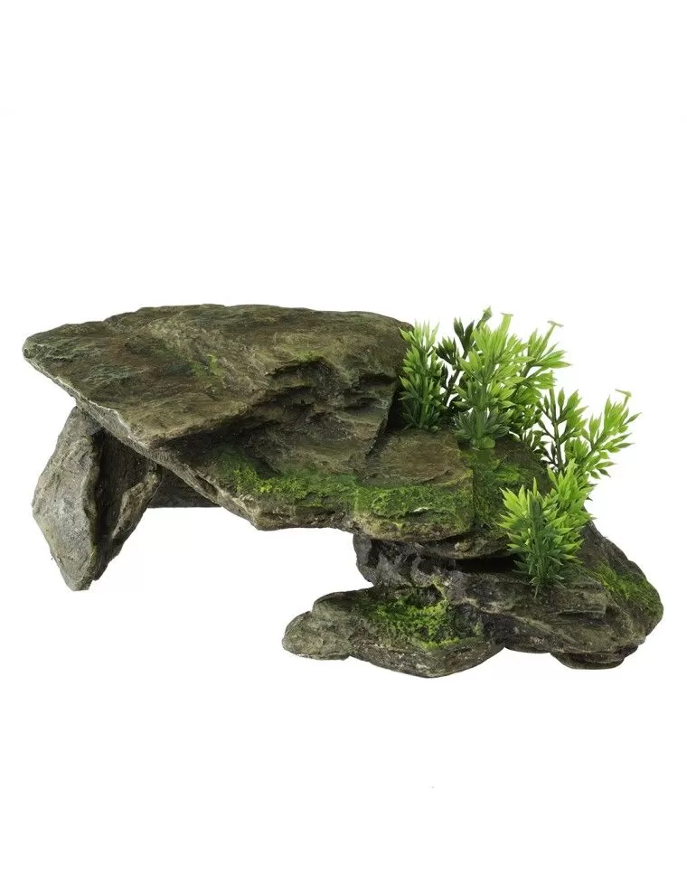 Aqua Della - Stone with plants Gris - 28,5x16,5x10,5cm - Rocher avec plantes