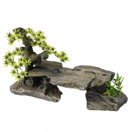 Aqua Della - Pietra Bonsai Grigio - 34x15.5x21cm - Roccia e bonsai