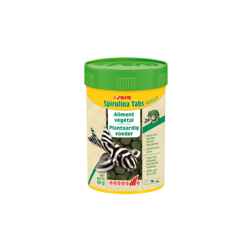 SERA - Spirulina Tabs Nature - 60g - Aliment spécial couleurs pour poissons d'ornements