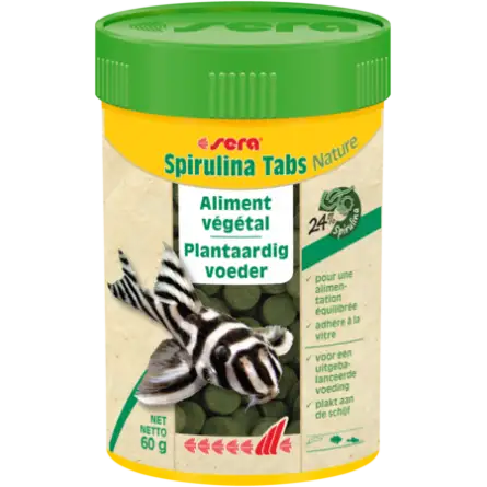 SERA - Spirulina Tabs Nature - 60g - Posebna barvna hrana za okrasne ribice SERA - Spirulina Tabs Nature - 60g - Posebna barvna hrana za okrasne ribice