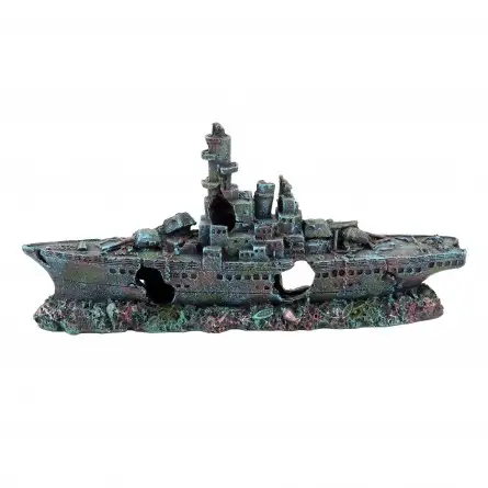 AQUAVIE - DECO R BATEAU EPAVE GUERRE MM - 24x4,5x11,5cm