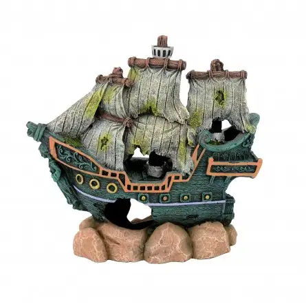 AQUAVIE - DECO R BATEAU PIRATE EPAVE PM - 15,5x6,5x14,5cm