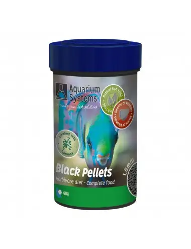 AQUARIUM SYSTEMS - Schwarze Pellets - Allesfresser 1,5 mm - 100 ml - 60 g