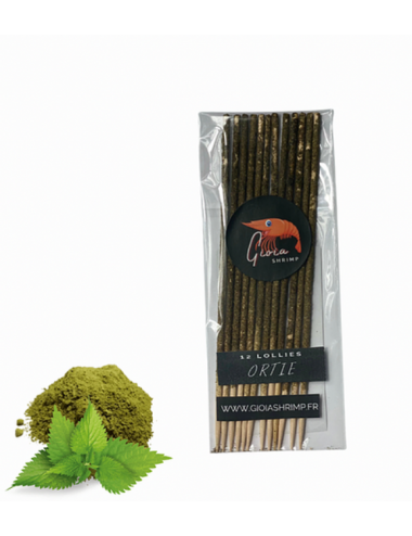 Gioia Shrimp - Conjunto de 12 Pirulitos de Urtiga Orgânicos - Para Camarão de Aquário