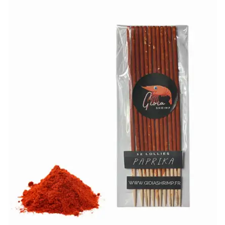 Gioia Shrimp - Lot de 12 lollies Paprika Bio - Pour crevettes d’aquarium