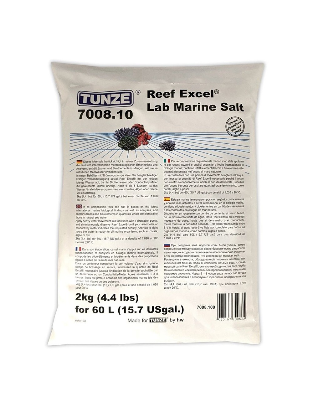 Tunze - Sal marinho Reef Excel Lab - 2 kg - Sal marinho