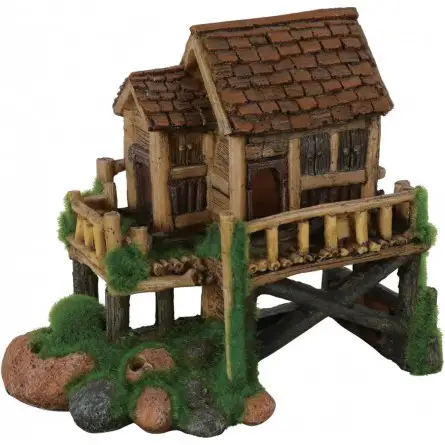 ZOLUX - Cabane moyenne Kipouss - 16x9x15 cm - Décoration artificielle tapissée de graines