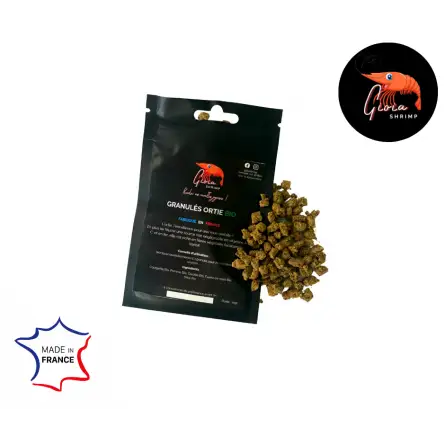 Gioia Shrimp - Biologische brandnetelkorrels - 10gr - Natuurlijk voedsel voor garnalen Gioia Shrimp - Biologische brandnetelkorrels - 10gr - Natuurlijk voedsel voor garnalen