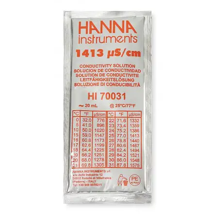 Hanna Instruments - Geleidbaarheidskalibratieoplossing bij 1413 µS/cm - 20 ml Hanna Instruments - Geleidbaarheidskalibratieoplossing bij 1413 µS/cm - 20 ml