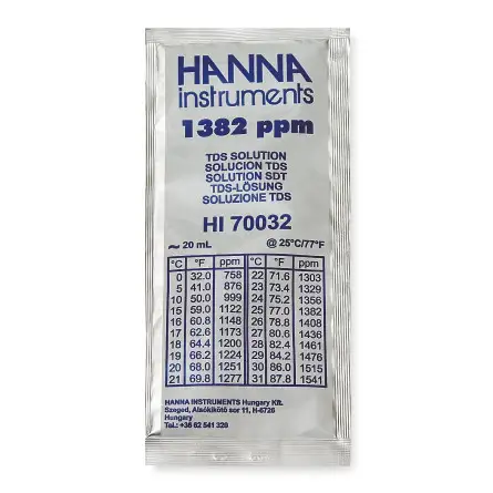 Hanna Instruments - Solución de calibración TDS 1382 mg/L - 20 mL Hanna Instruments - Solución de calibración TDS 1382 mg/L - 20 mL