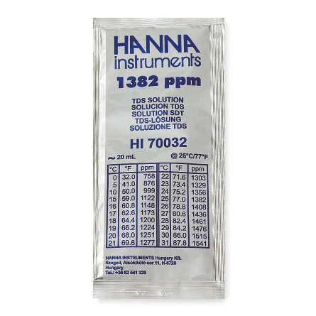 Hanna Instruments - Solution d'étalonnage TDS à 1382 mg/L - 20 mL Hanna Instruments - Solution d'étalonnage TDS à 1382 mg/L - 20 mL