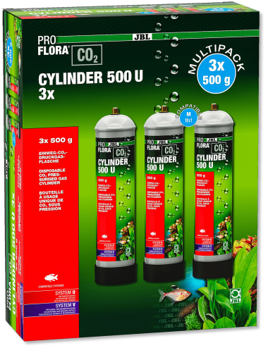 JBL - ProFlora CO2 Multi Cilindro 500 U - Cilindros de CO2 desechables - 3 x 500g