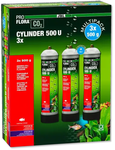 JBL - ProFlora CO2 Multi Cilindro 500 U - Cilindros de CO2 desechables - 3 x 500g