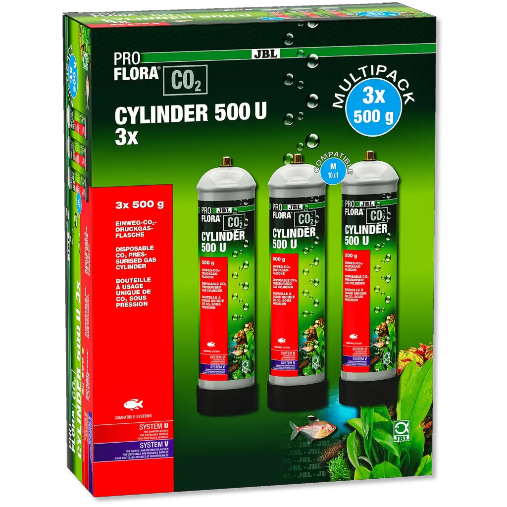 JBL - ProFlora CO2 Multi Cylinder 500 U - Bombole CO2 usa e getta - 3 x 500g