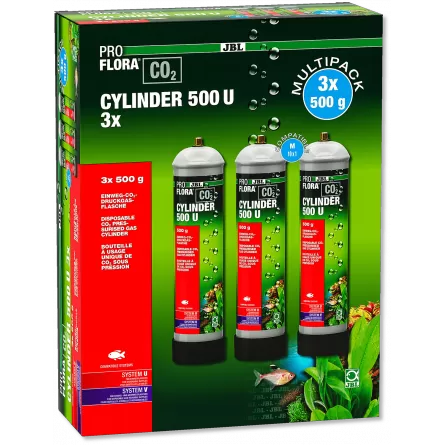 JBL - ProFlora CO2 Multi Cylinder 500 U - Bouteilles de CO2 jetables - 3 x 500g