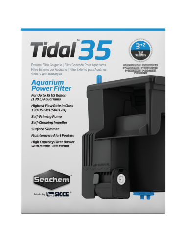 SEACHEM - Tidal 35 - 500 l/h - Filtro de acuario - 130 litros