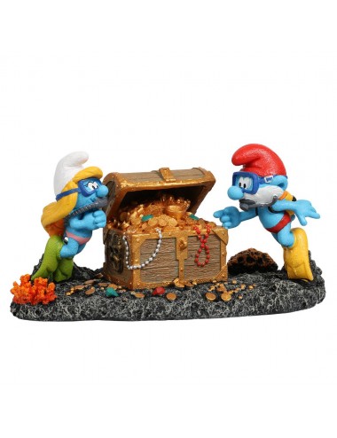 Aqua Della - Baú do tesouro dos Smurfs - Multicolorido - 18,8x9,7x9,6cm