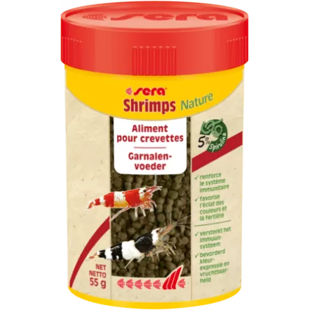 SERA - Shrimps Nature - 100ml - Granulés spiruline - Pour crevettes
