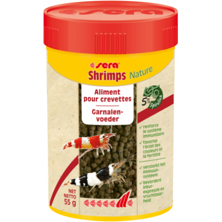 SERA - Shrimps Nature - 100ml - Spirulina granulada - Para camarão SERA - Shrimps Nature - 100ml - Spirulina granulada - Para camarão