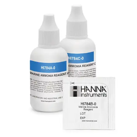 Hanna Instruments - Reagentes de amônia para água do mar (HI784) - 25 testes Hanna Instruments - Reagentes de amônia para água do mar (HI784) - 25 testes