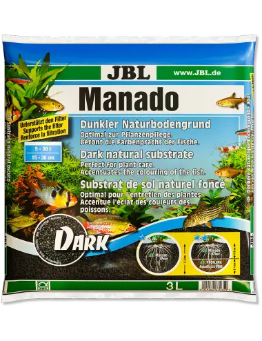 JBL - Manado Dark - 3l - Substrat de sol sombre pour aquariums d'eau douce