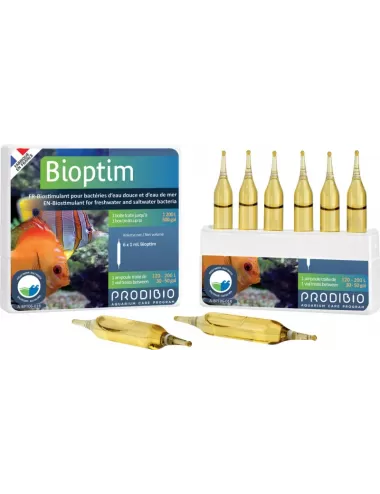 PRODIBIO - Bioptim - 6 ampoules - Bactéries pour eau douce et eau de mer