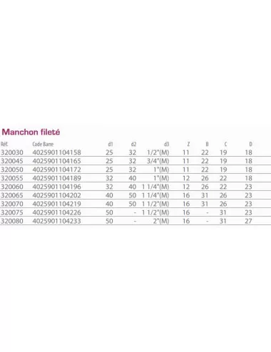 AQUA MEDIC - Schroefdraadhuls - 32-40-1 1/4"(m) mm