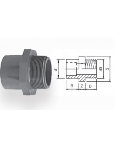 AQUA MEDIC - Tulec z navojem - 25-32-1 1/4"(m) mm