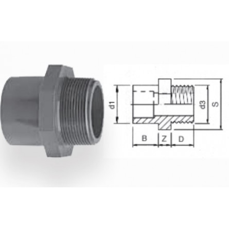 AQUA MEDIC - Threaded sleeve - 50-1 1/2 AQUA MEDIC - Threaded sleeve - 50-1 1/2