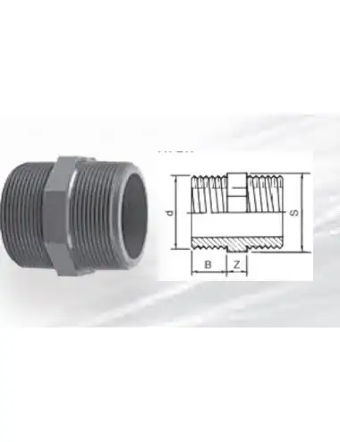 Aqua Medic - Doppio manicotto - PVC con parti filettate - 1 1/4