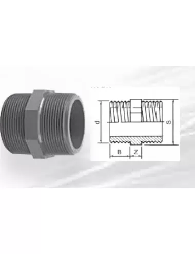 Aqua Medic - Dvostruka čahura - PVC s navojnim dijelovima - 1 1/4" (M)