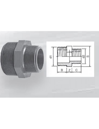 Aqua Medic - Double sleeve - PVC with threaded parts - 9x21x19 mm