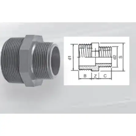 Aqua Medic - Manguito doble - PVC con partes roscadas - 9x23x21 mm