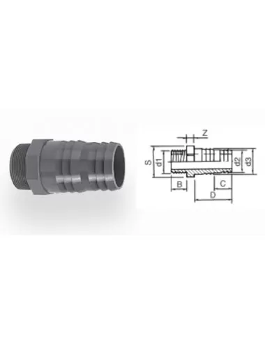 AQUA MEDIC - Schlauchverbinder - Durchmesser 3/4"(M) und 25 mm