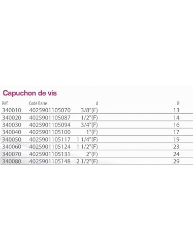 AQUA MEDIC - Capuchon de vis - 2 1/2" (F) et 29 mm