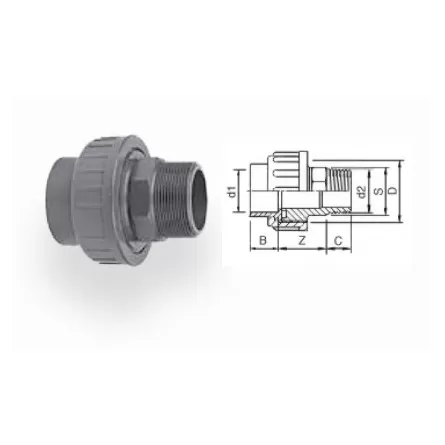 AQUA MEDIC - Raccord mâle - PVC - Diamètre 50 mm