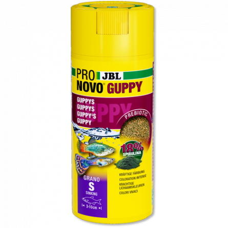 JBL - Pronovo Guppy - Grano S Click - 250 ml - Vlokken voor guppy's JBL - Pronovo Guppy - Grano S Click - 250 ml - Vlokken voor guppy's