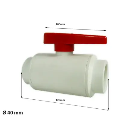 ROYAL EXCLUSIV - Válvulas esfera união PVC branco/vermelho Ø 40 mm ROYAL EXCLUSIV - Válvulas esfera união PVC branco/vermelho Ø 40 mm