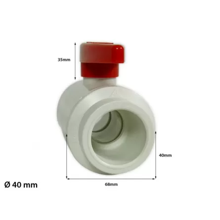 ROYAL EXCLUSIV - Ball Union Valves PVC white/red Ø 40 mm