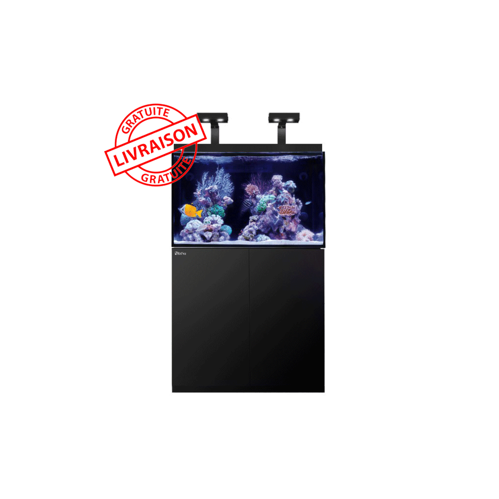 RED SEA - Aquarium Max® E-260 + LED 2x AI Hydra 26™ HD - Móveis pretos + Decantação - 260 litrosRED SEA - Aquarium Max® E-260 + 