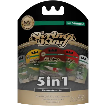 DENNERLE - Camarão Rei 5 em 1 - 30 g (5 x 6 g) - Alimento completo e complementar para camarões DENNERLE - Camarão Rei 5 em 1 - 30 g (5 x 6 g) - Alimento completo e complementar para camarões