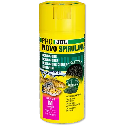JBL - Pronovo Spirulina Grano M - 250ml - Granulés à la spiruline pour poissons JBL - Pronovo Spirulina Grano M - 250ml - Granulés à la spiruline pour poissons