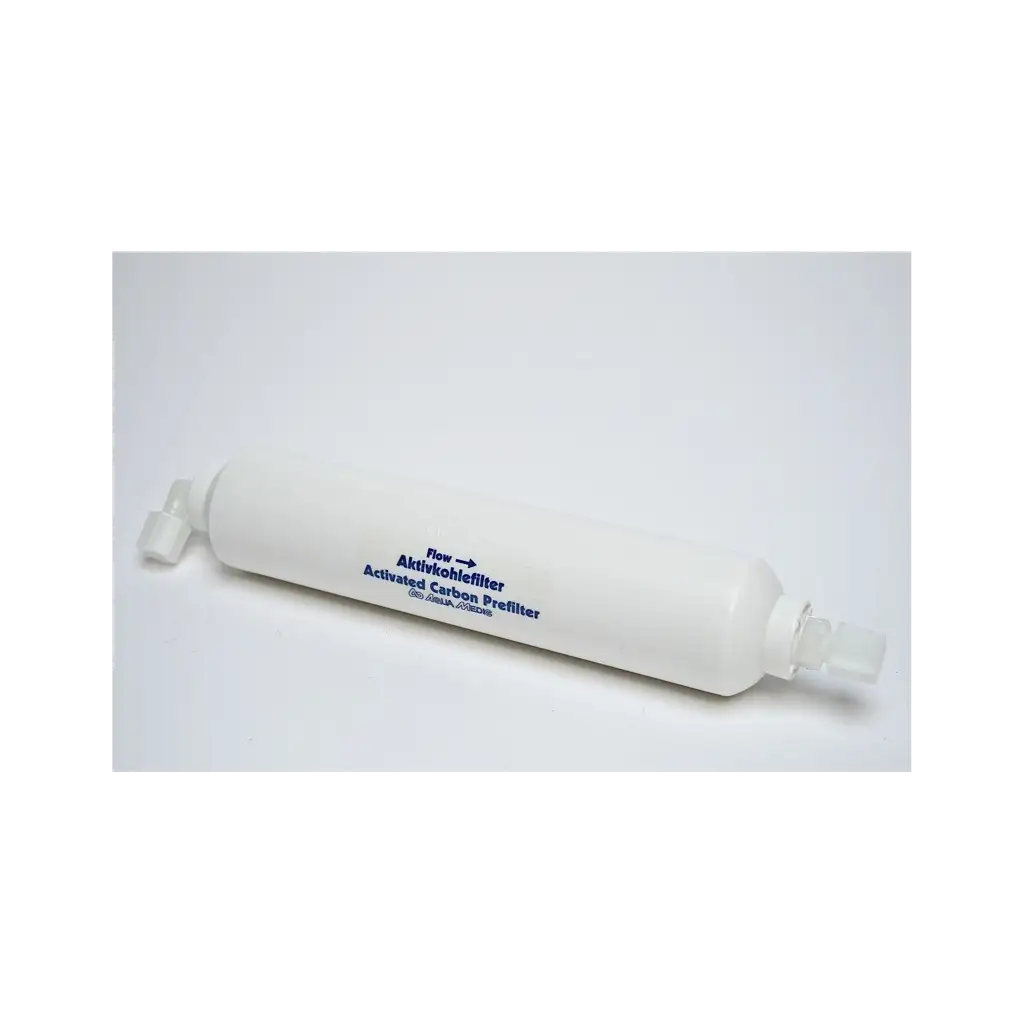 Filtro de carbono com conexões para facilitar a linha.