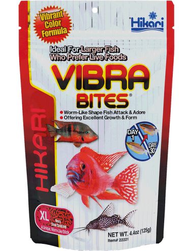 HIKARI - Vibra Bites XL - 125g - Aliment en forme de larves