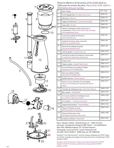 NYOS - Fixation de pompe pour Quantum 220 - réf : Q220-1022