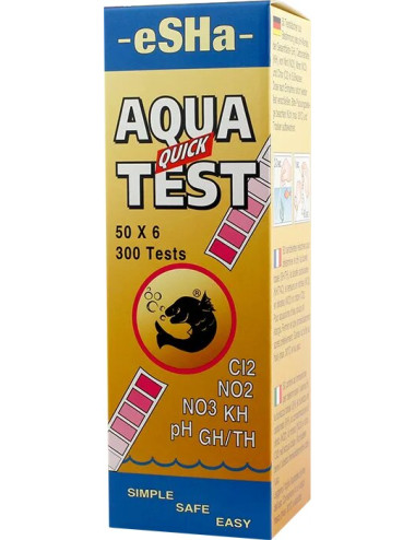 ESHA - Aqua Quick Test - 50 Tests - Tests bandelette pour aquarium